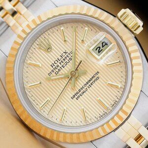 ROLEX LADIES DATEJUST CHAMPAGNE DIAL 18K GOLD STEEL 2-TONE WATCH